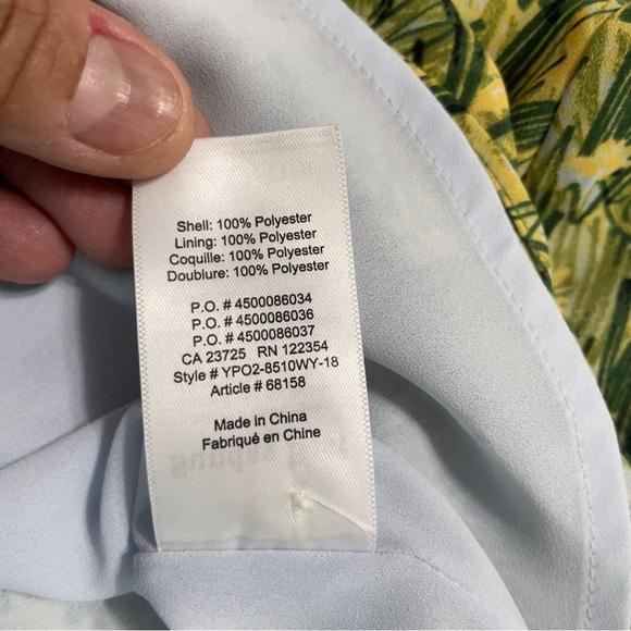 Sunday Best Aritzia Veronica Dress, Yellow, Green Leaf Print size XXS - Picture 14 of 16